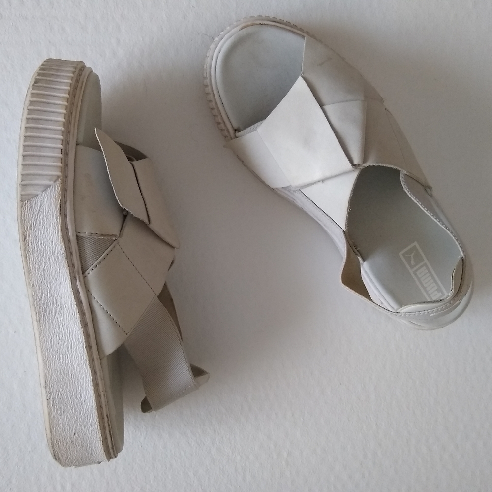 White Platform slingback sandals